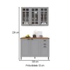 Cozinha Compacta Bariloche 6 Portas 2 Gavetas com Vidro e Pés 100% Mdf Titânio Fosco - Indékes