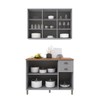 Cozinha Compacta Bariloche 6 Portas 2 Gavetas com Vidro e Pés 100% Mdf Titânio Fosco - Indékes