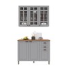 Cozinha Compacta Bariloche 6 Portas 2 Gavetas com Vidro e Pés 100% Mdf Titânio Fosco - Indékes