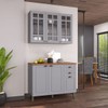 Cozinha Compacta Bariloche 6 Portas 2 Gavetas com Vidro e Pés 100% Mdf Titânio Fosco - Indékes