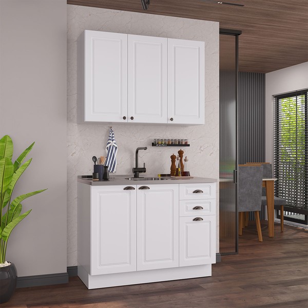 Cozinha Compacta Bariloche 6 Portas 2 Gavetas 100% Mdf Branco - Indékes