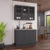 Cozinha Compacta Bariloche 6 Portas 2 Gavetas com Vidro 100% Mdf Chumbo - Indékes