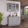 Cozinha Compacta Bariloche 6 Portas 2 Gavetas com Vidro 100% Mdf Titânio Fosco - Indékes