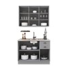 Cozinha Compacta Bariloche 6 Portas 2 Gavetas com Vidro 100% Mdf Titânio Fosco - Indékes