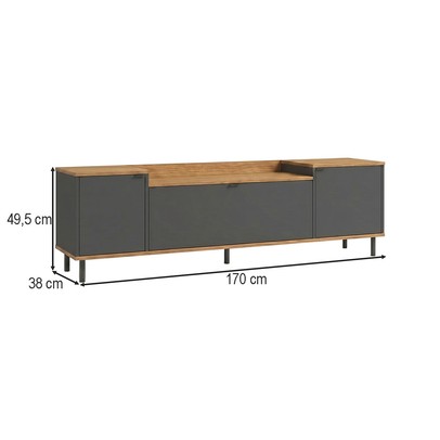 Rack para TV Até 40 Polegadas 3 Portas Br 55 Preto/Lamina Mel - Brv