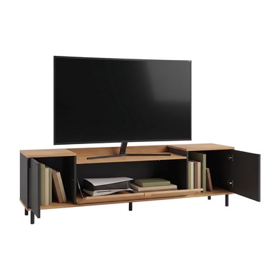 Rack para TV Até 40 Polegadas 3 Portas Br 55 Preto/Lamina Mel - Brv