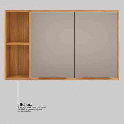 Cozinha Completa Plena 13 Portas 4 Gavetas com Vidro Reflecta e Led Cinamon/Nude Prime Tx - Demóbile