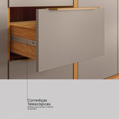 Cozinha Completa Plena 13 Portas 4 Gavetas com Vidro Reflecta e Led Cinamon/Nude Prime Tx - Demóbile