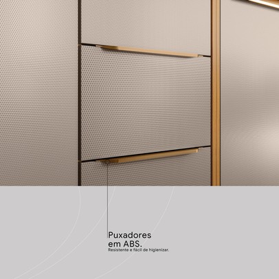 Cozinha Completa Plena 13 Portas 4 Gavetas com Vidro Reflecta e Led Cinamon/Nude Prime Tx - Demóbile