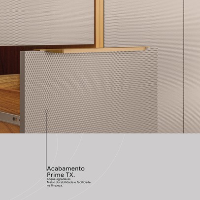 Cozinha Completa Plena 13 Portas 4 Gavetas com Vidro Reflecta e Led Cinamon/Nude Prime Tx - Demóbile