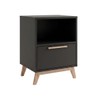 Mesa de Canto 1 Gaveta Hommy Preto/Pinus Claro - Brv