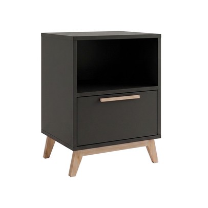 Mesa de Canto 1 Gaveta Hommy Preto/Pinus Claro - Brv