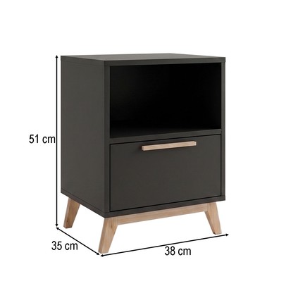 Mesa de Canto 1 Gaveta Hommy Preto/Pinus Claro - Brv