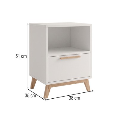 Mesa de Canto 1 Gaveta Hommy Branco/Pinus Claro - Brv