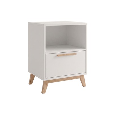 Mesa de Canto 1 Gaveta Hommy Branco/Pinus Claro - Brv