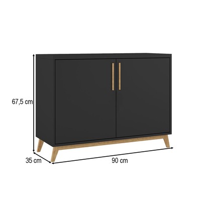 Balcão Buffet 2 Portas Hommy Preto/Pinus Claro - Brv