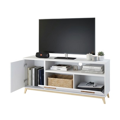 Rack para TV Até 50 Polegadas 2 Portas Hommy Branco/Pinus Claro - Brv