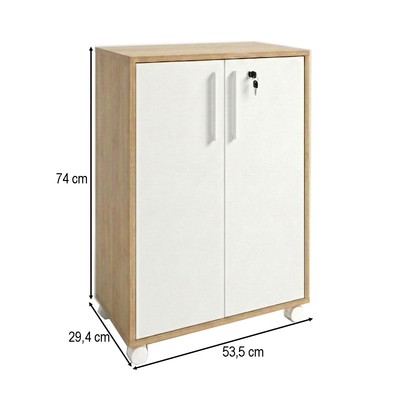 Armário para Escritório 2 Portas com Chave Bmu 129 Lamina Mel/Branco - Brv