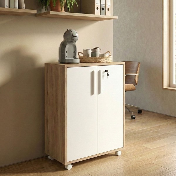 Armário para Escritório 2 Portas com Chave Bmu 129 Lamina Mel/Branco - Brv