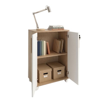 Armário para Escritório 2 Portas com Chave Bmu 129 Lamina Mel/Branco - Brv