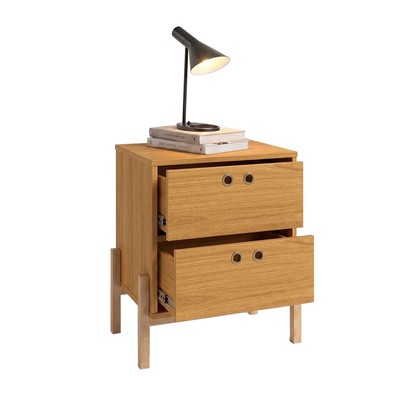 Mesa de Cabeceira 2 Gavetas com Pés Bcr 11 Lamina Mel/Pinus Claro - Brv Móveis
