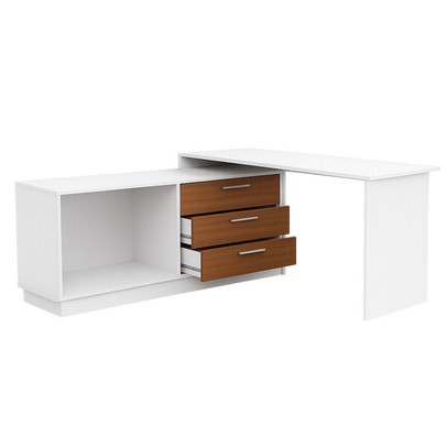 Penteadeira com Cômoda Mônaco 2 Portas 3 Gavetas Branco/Freijó - Panorama Móveis