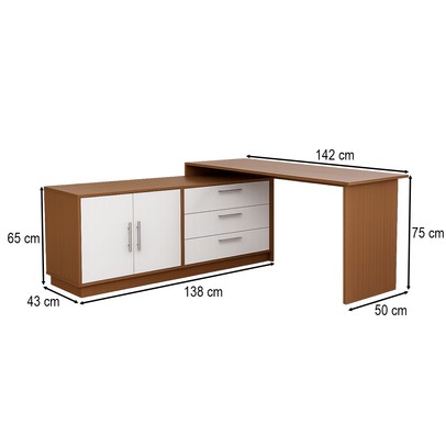 Penteadeira com Cômoda Mônaco 2 Portas 3 Gavetas Freijó/Branco - Panorama Móveis
