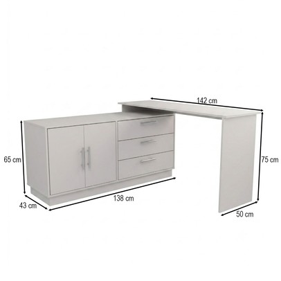 Penteadeira com Cômoda Mônaco 2 Portas 3 Gavetas Branco - Panorama Móveis