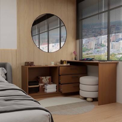 Penteadeira com Cômoda Mônaco 2 Portas 3 Gavetas Freijó - Panorama Móveis