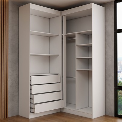 Guarda-Roupa Casal Modulado Viena 4 Portas 4 Gavetas Branco - Panorama Móveis