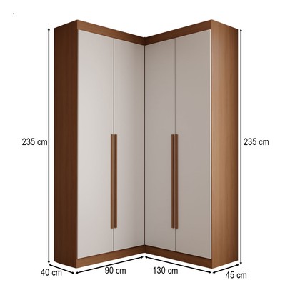 Guarda-Roupa Casal Modulado Viena 4 Portas 4 Gavetas Branco/Freijó - Panorama Móveis
