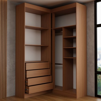 Guarda-Roupa Casal Modulado Viena 4 Portas 4 Gavetas Branco/Freijó - Panorama Móveis