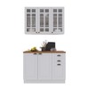 Cozinha Compacta Bariloche 6 Portas 2 Gavetas com Vidro e Tampo 100% Mdf Branco - Indékes