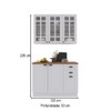 Cozinha Compacta Bariloche 6 Portas 2 Gavetas com Vidro e Tampo 100% Mdf Branco - Indékes