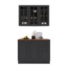 Cozinha Compacta Bariloche 6 Portas 2 Gavetas com Vidro e Tampo 100% Mdf Chumbo - Indékes