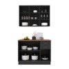 Cozinha Compacta Bariloche 6 Portas 2 Gavetas com Vidro e Tampo 100% Mdf Chumbo - Indékes