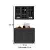 Cozinha Compacta Bariloche 6 Portas 2 Gavetas com Vidro e Tampo 100% Mdf Chumbo - Indékes