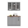 Cozinha Compacta Bariloche 6 Portas 2 Gavetas com Vidro e Tampo 100% Mdf Titânio Fosco - Indékes