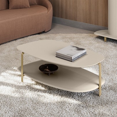 Mesa de Centro Olimpo 2 Prateleiras Off White - Linea Brasil