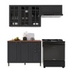 Cozinha Compacta Bariloche 8 Portas 2 Gavetas com Vidro e Tampo 100% Mdf 6225 Chumbo - Indékes