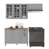Cozinha Compacta Bariloche 8 Portas 2 Gavetas com Vidro e Tampo 100% Mdf 6225 Titânio Fosco - Indékes