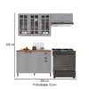 Cozinha Compacta Bariloche 8 Portas 2 Gavetas com Vidro e Tampo 100% Mdf 6225 Titânio Fosco - Indékes