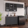 Cozinha Compacta Bariloche 8 Portas 2 Gavetas com Vidro 100% Mdf 6225 Chumbo - Indékes