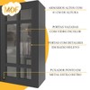 Cozinha Compacta Bariloche 8 Portas 2 Gavetas com Vidro 100% Mdf 6225 Chumbo - Indékes