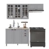 Cozinha Compacta Bariloche 8 Portas 2 Gavetas com Vidro 100% Mdf 6225 Titânio Fosco - Indékes