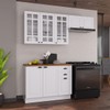 Cozinha Compacta Bariloche 8 Portas 2 Gavetas com Vidro e Tampo 100% Mdf Branco - Indékes