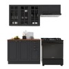 Cozinha Compacta Bariloche 8 Portas 2 Gavetas com Vidro e Tampo 100% Mdf Chumbo - Indékes