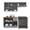 Cozinha Compacta Bariloche 8 Portas 2 Gavetas com Vidro e Tampo 100% Mdf Titânio Fosco - Indékes