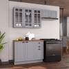 Cozinha Compacta Bariloche 8 Portas 2 Gavetas com Vidro e Tampo 100% Mdf Titânio Fosco - Indékes