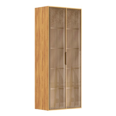 Cristaleira Plena 2 Portas com Vidro Reflecta e Led Cinamon/Nude Prime Tx - Demóbile